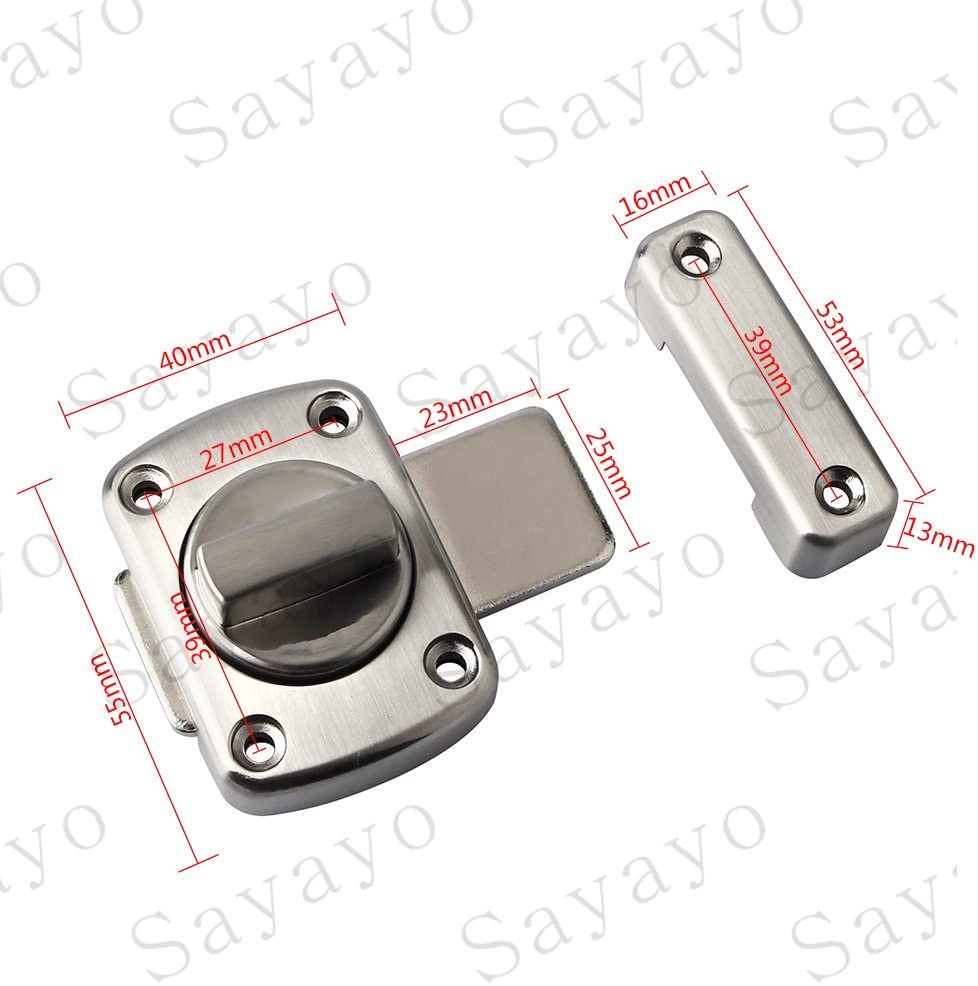 Sayayo Bathroom Latch Rotate Bolt Gate Latch Door Lock, Brushed Finished, 55x56MM, EMS220U - Image 2