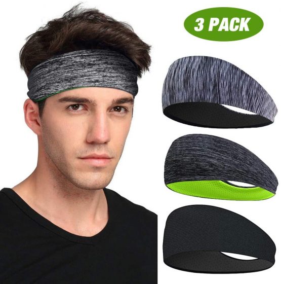 LATTCURE Sports Headband 3 Pack, Headband, Sweatband, Non Slip Headwear Head Band, Turban Winter Headband for Football, Basketball, Soccer, Tennis, Yoga and Golf