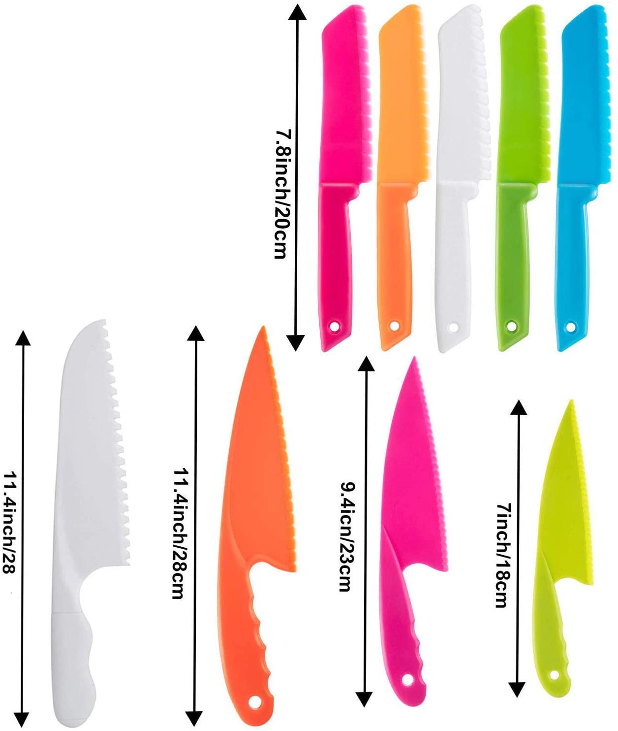 QincLing 9 Pieces Plastic Kid Kitchen Knife Set, Nylon Chef Knife Child-Safe Cooking Knives for Baking Fruit, Bread, Cake, Salad Knife - Image 4