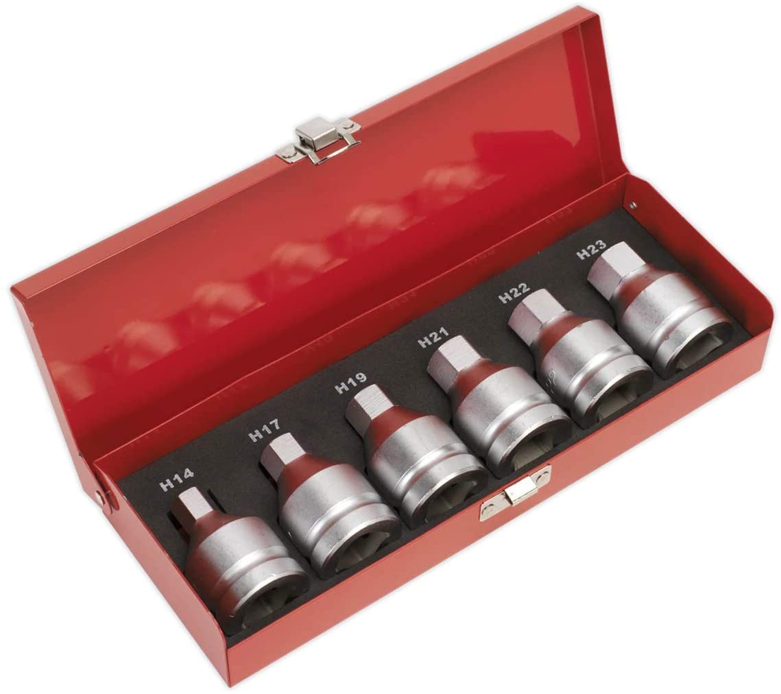 Sealey Ak6217 Hex Socket Bit Set 6Pc 3/4Sq Drive, Silver, 60mm