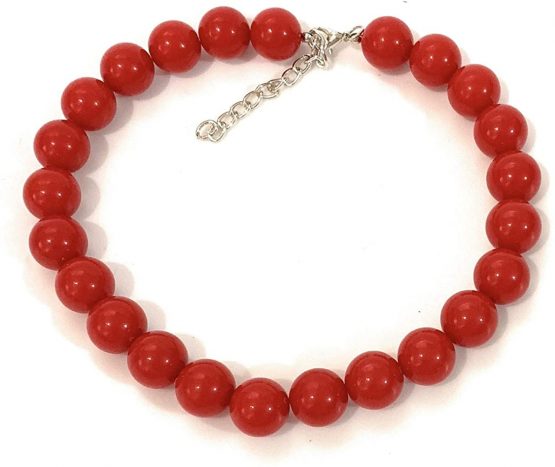 Caprilite 18mm Large Big Giant Faux Pearl Bead Statement Necklace Choker Vintage - Red