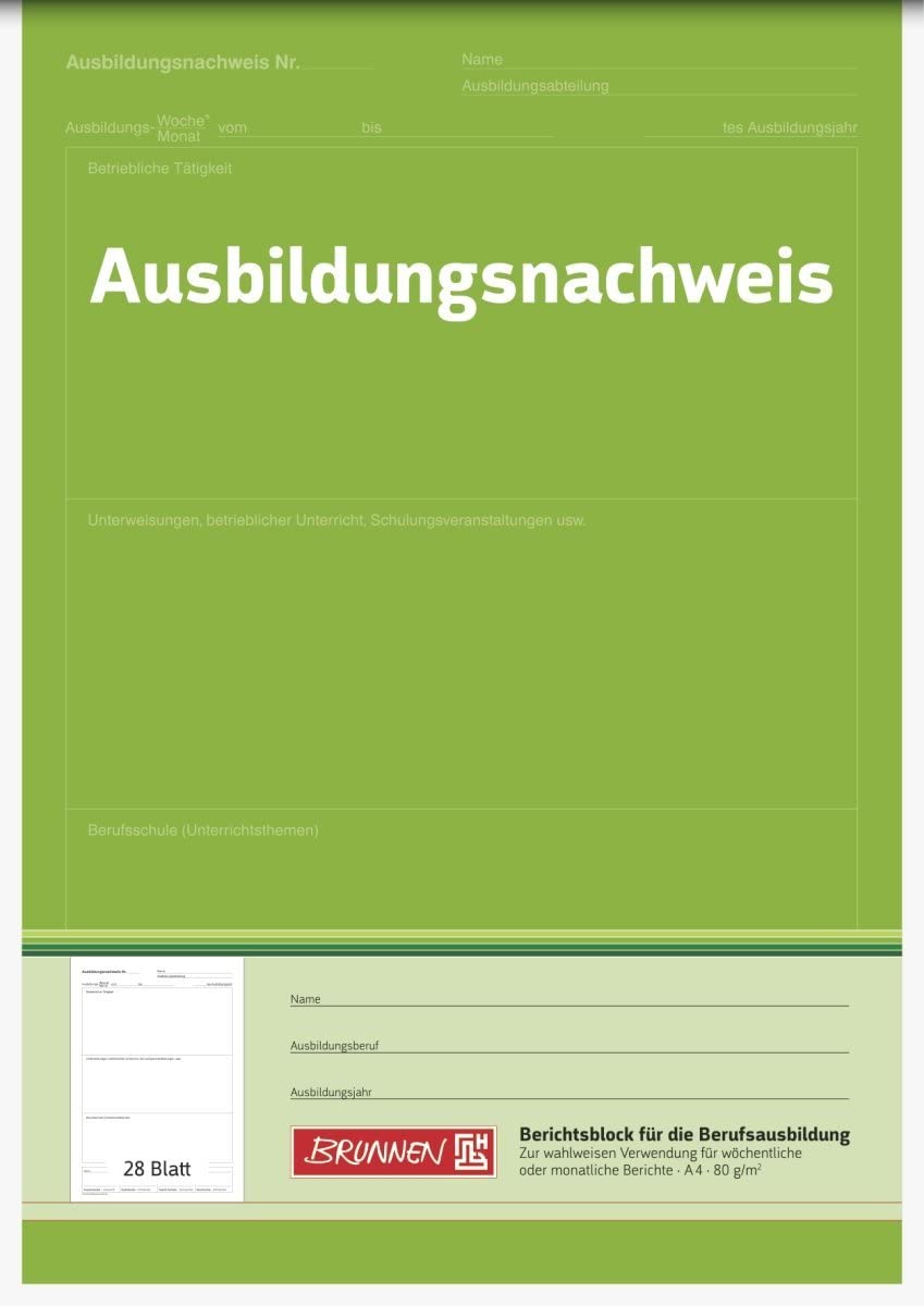 Brunnen Ausbildungsnachweis, A4, blanko, weiß, grün - Image 3