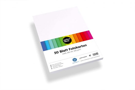 perfect ideaz 50 Sheets White Photo Card, A4 Size (8.27 x 11.69 in), Craft Paper, Dyed Through Sheets, Construction Paper in 300g /qm, Tinted Drawing Carton for Crafts, Quality Sheets - Image 2