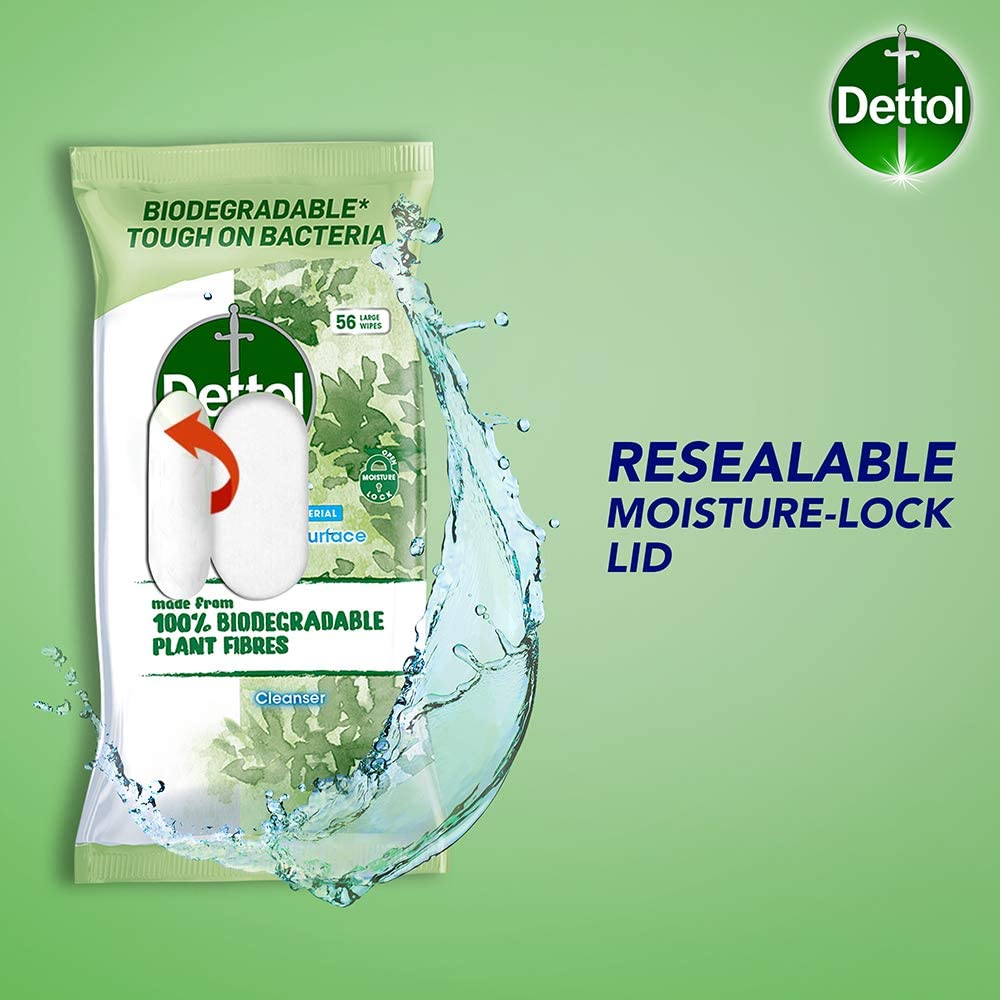 Dettol Wipes Biodegradable Antibacterial Multi Surface Cleaning, Pack of 90, 12 Piece Assortment - Image 3