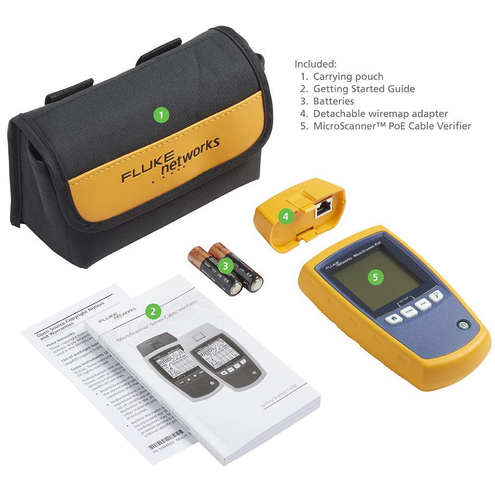 Fluke Networks MS-POE MicroScanner POE Cable Verifier, Yellow / grey, 16.4 x 10.43 x 3.35 inches - Image 3