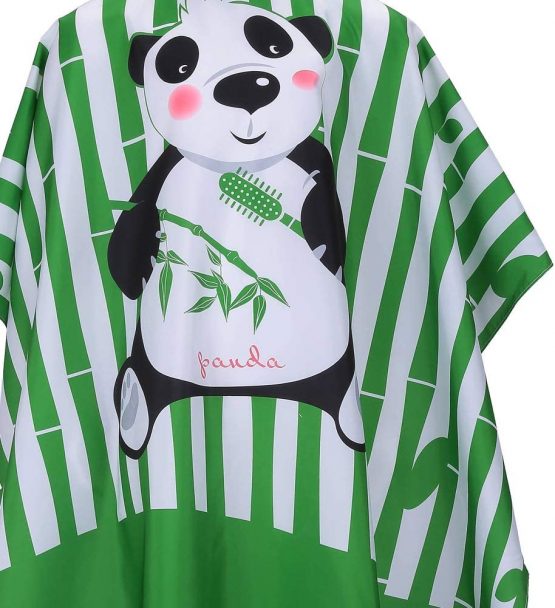 KaHot Haircut Salon Hairdressing Cape Panda Pattern for Kids Child Styling Polyester Smock Cover Waterproof Shampoo & Cutting Household Capes with Snap Closure,37"×51" - Image 2