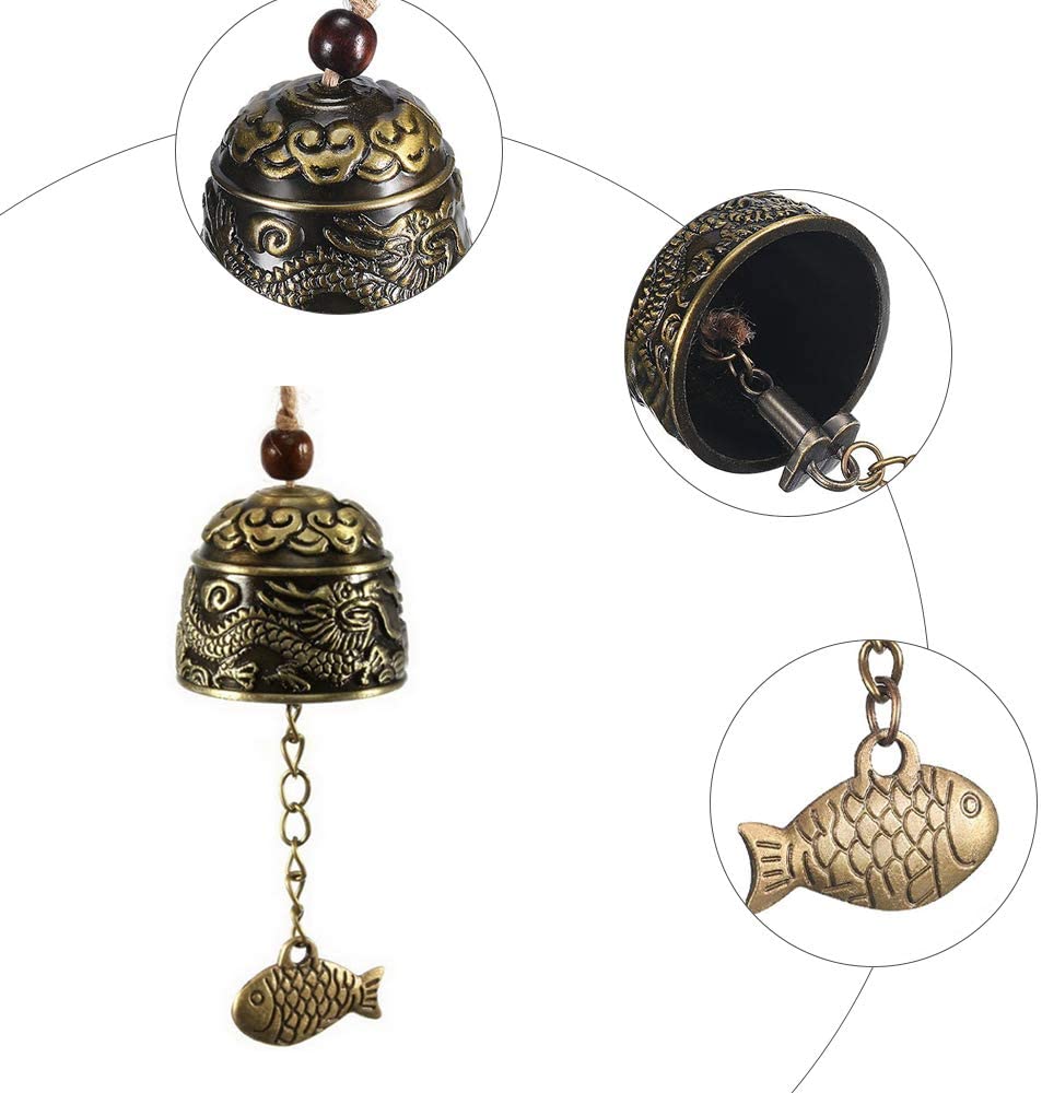 Gobesty Vintage Fengshui Bell, 2pcs Good Luck Bless Brass Zinc Alloy ...