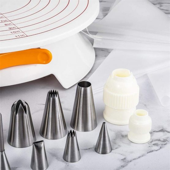 KeepingcooX Cake Decorating Supplies - Rotating Turntable Stand with Scale, Professional Cupcake Decorating Kit, Piping Bags and Tips Set, Cake Scrapers, Pastry Tool, Baking Supplies, 20 PCS - Image 4