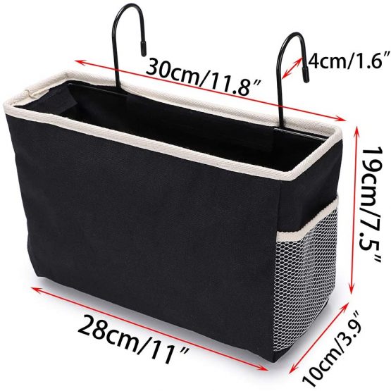 SUMNACON Bedside Hanging Storage Bed Pockets Baskets Dormitory Bed Organiser Caddy Desktop Storage Rack for Home Office School Dorm Room Bunk Bed (Black) - Image 2
