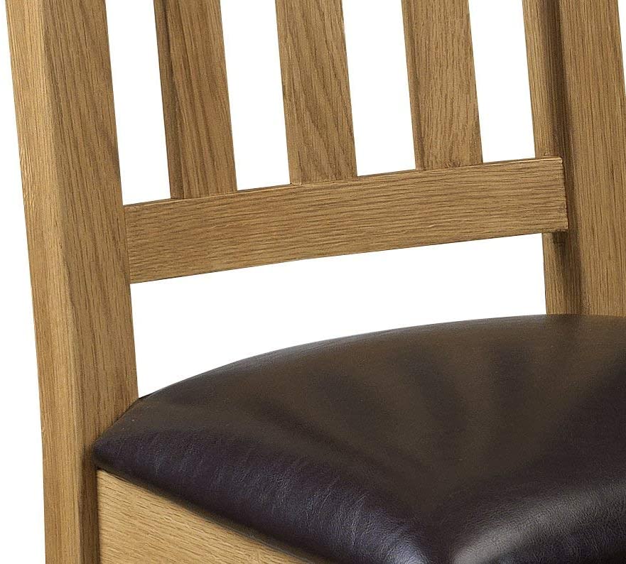 Julian Bowen Astoria Set of 2 Dining Chairs, Oak/Brown, Waxed Oak and Brown, Height: 105, Width: 45, Depth: 53cm - Image 2