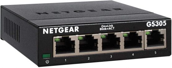 NETGEAR 5 Port Gigabit Network Switch (GS305) -Ethernet Switch, Home Network Hub, Office Ethernet Splitter, Plug-and-Play, Silent Operation, Desktop or Wall Mount