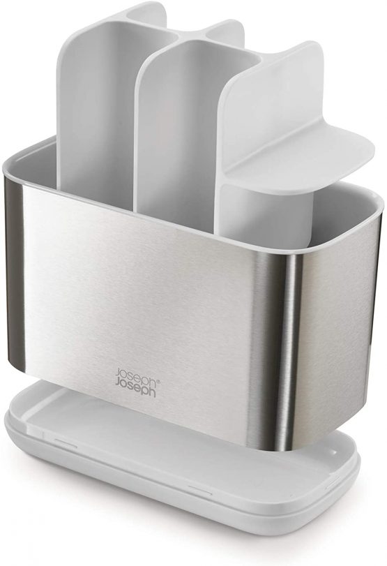 Joseph Joseph 70531 Bathroom Easy-Store Steel Toothbrush Caddy, Large- White/Steel - Image 4