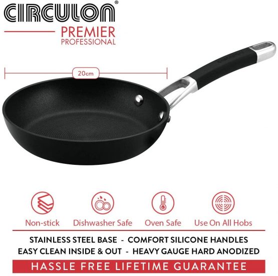 Circulon 82817 Premier Professional Frypan - Hassle free 20cm - Induction Non Stick Frying pan - Hard Anodized Aluminium Cookware, Black - Image 3