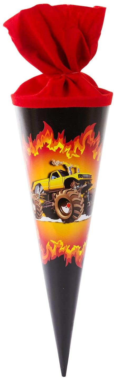 Goldbuch 93 052 93052 Siblings Monster Truck Motif Sugar Bag 35 cm Glossy Cardboard School Cone Gift Packaging for Many Occasions