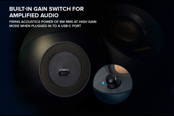 Creative Pebble V2 - Minimalistic 2.0 USB-C Powered Desktop Speakers, 3.5 mm AUX-in, Up to 8W RMS Power for Computers and Laptops, Type-A Adapter Included and Extended Cable (Black) - Image 4