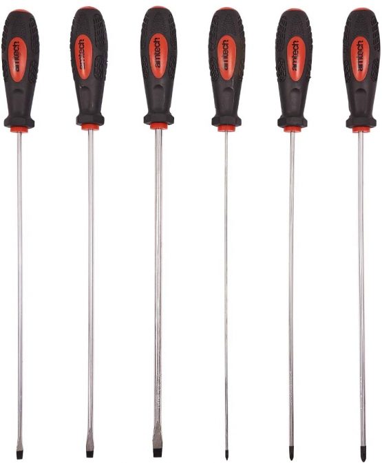Amtech L0725 Long Reach Screwdriver Set, 6-Piece
