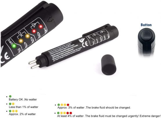 Car Brake oil Tester Pen, Mini Automobile Diagnostic Brake Oil Detection Pen with 5 LED Indicator, Calibrated for Testing DOT3 DOT4 fluid, Brake oil Water indicator by Hayatec - Image 3