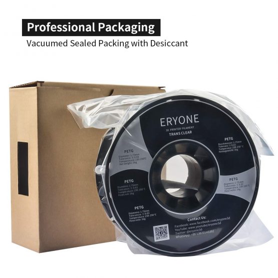 ERYONE PETG Filament for 3D Printer, 1.75mm, Tolerance: ±0.03mm, 1kg(2.2LBS)/Spool, Transparent - Image 4