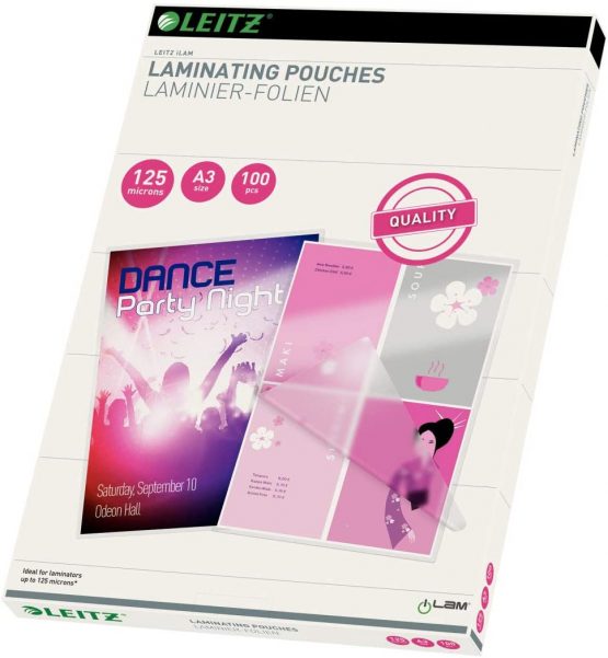 Leitz Laminating Pouches Made of 125 Micron Thick Material (Transparent, Glossy, A3) - Pack of 100 - Image 2