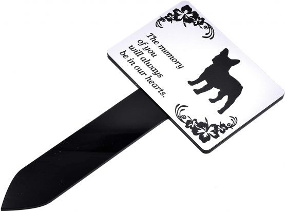 OriginDesigned Dog Memorial Plaque Stake SILVER and Black - Outdoor Garden Waterproof (French Bulldog)