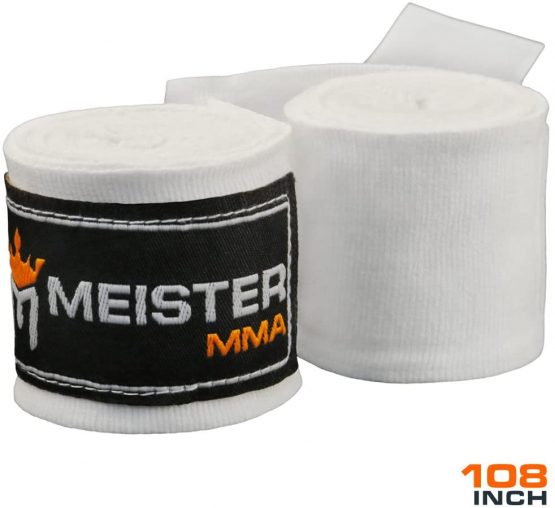 Meister Junior 108" Elastic Cotton Hand Wraps for MMA & Boxing (Pair)