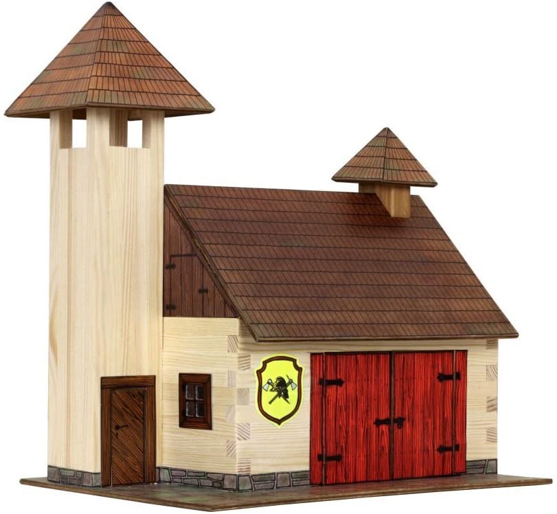 Walachia 128 Parque de bomberos Wooden Kits, Brown, Media