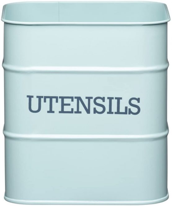 KitchenCraft LNUTENBLU Living Nostalgia Metal Kitchen Utensil Holder, 15 x 16 cm - Vintage Blue