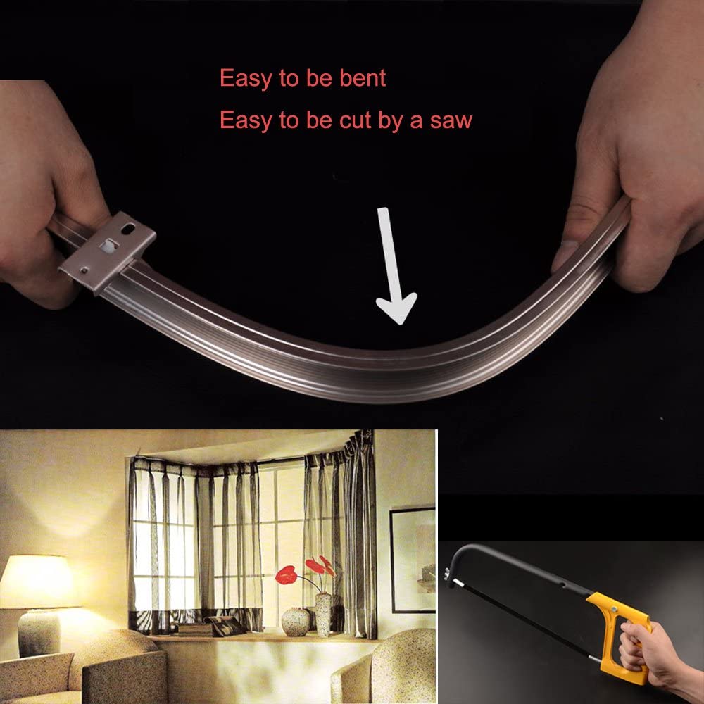 Brown Aluminum Metal Alloy Pole Bendable Flexible Window Curtain Track (100cm Ceiling Mount) - Image 2