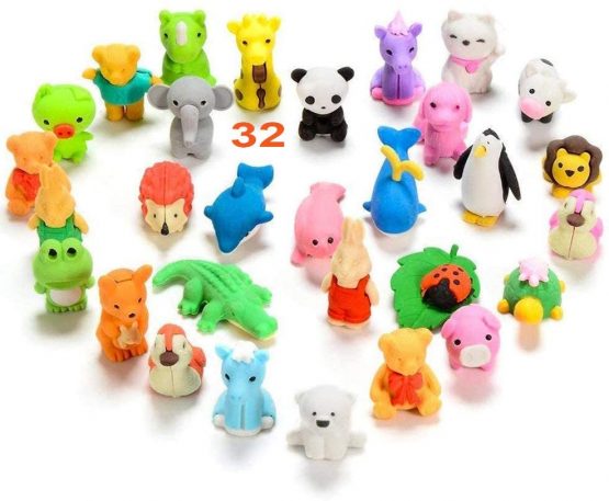Puzzle Erasers Animal Erasers【32 Piece】Random Interesting Fancy Pencil Eraser Pack,Good Gifts for Party Favours, Erasers Toy Collection for School Supplies