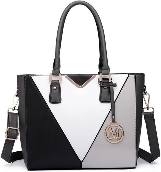 Miss Lulu Leather Look V-Shape Shoulder Handbag