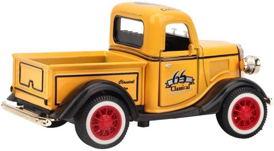 Pickup Truck Toy, Classic Diecast Car Vehicle Toys Pull-Back Cars Model with Lights and Sounds Gift for Kids Children(Yellow) - Image 4