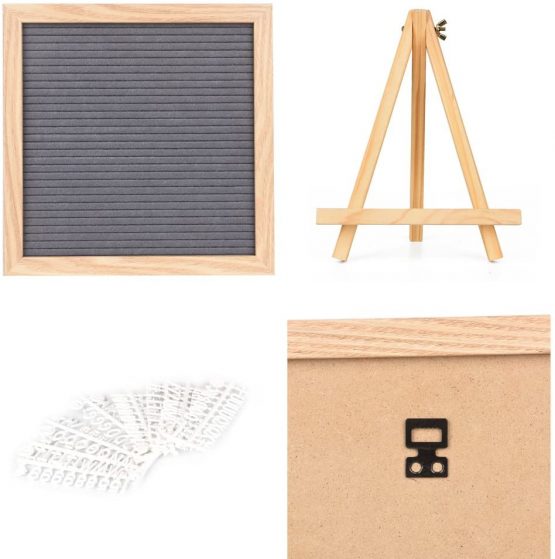 Ewtshop Lettering Board, Wood and Felt, with 170 White Letters and Numbers, Retro Design - Image 3