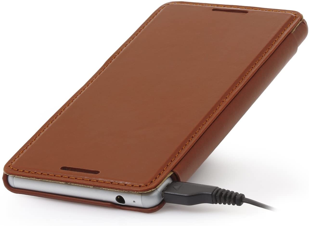 StilGut Book Type, Genuine Leather Case, Cover for Sony Xperia Z5 & Z5 Dual, Cognac Brown - Image 3