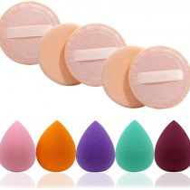 5 Pieces Beauty Sponge and 5 Pieces Powder Puff, SourceTon Makeup Beauty Sponges Blender, Replacement for Powder Foundation Container, 2.4 Inch