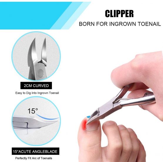 Toenail Clippers Set 7Pcs, Staineless Steel Ingrown Toenail Tool Kit, Professional Toe Nail Nippers Set for Ingrown & Thick Nail, Surgery Grade Manicure Pedicure Tool By OosoFitt - Image 3