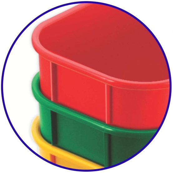 Acrimet Wastebasket Bin for Recycling 12L (Made of Plastic) (Metal/Yellow, Paper/Blue, Glass/Green, Plastic/Red) (Set of 4) - Image 3