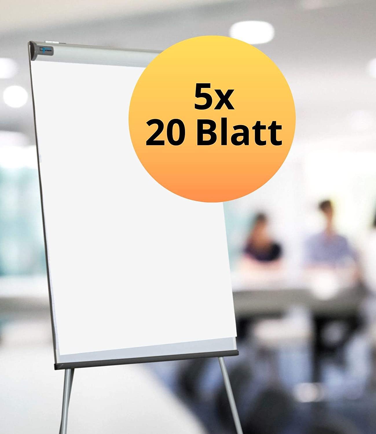 Landre 100050588 Recycled Flip Chart Paper Pad 20 Sheets Full Size 68 X 99 cm Blank 80 g/m² (Pack of 5) Flip Chart Pads "Recycling"
