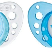 Chicco PhysioForma Air, Newborn Pacifier 0-6 Months, Latex Teat, 2 Pieces, Helps Physiological Breathing and Promotes Suitable Development of Baby's Mouth, Blue