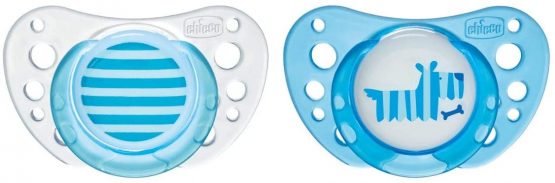 Chicco PhysioForma Air, Newborn Pacifier 0-6 Months, Latex Teat, 2 Pieces, Helps Physiological Breathing and Promotes Suitable Development of Baby's Mouth, Blue