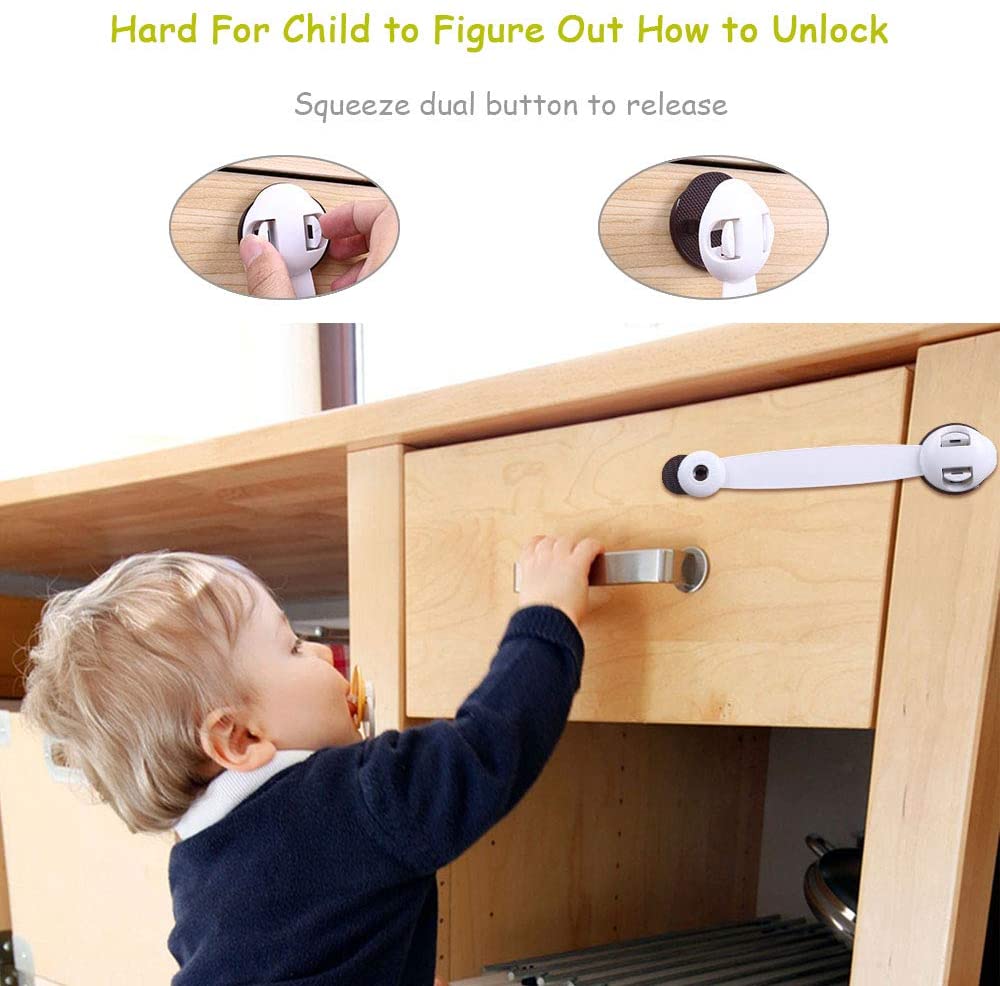 Vicloon Child Safety Cupboard Locks, 6 Pcs Baby Proof Locks No Screws with 3M Adhesive Stick On Cabinets - Image 2