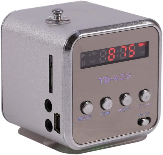 Zerone Digital Speaker Mini Speaker Music Player FM Radio Stereo MP3 MP4 Music Player PC Fashion Support TF Card USB Disk FM (Silver) - Image 4