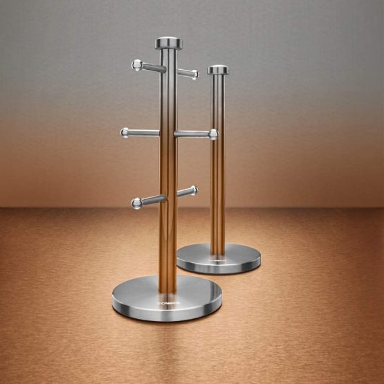 Tower T826072COP Ombre Mug Tree and Kitchen Roll Holder, Stainless Steel body with Weighted Base, Copper - Image 2
