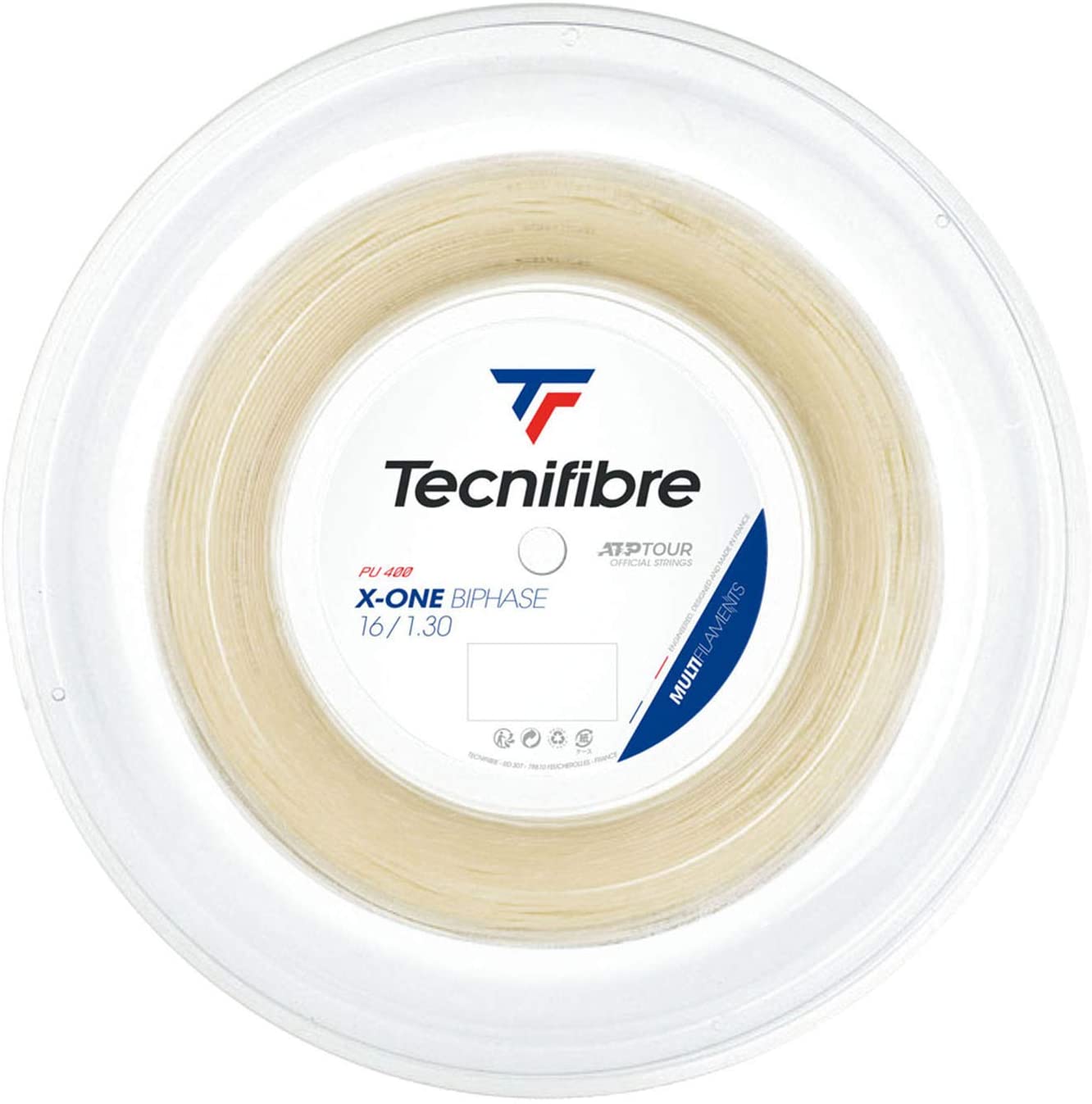 Tecnifibre X-One Biphase Tennis String 1.30mm Natural - 200m Reel, 1.30 / 200m