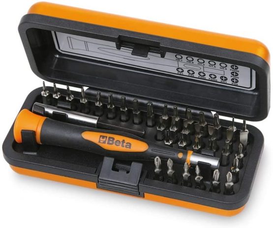 Beta 12560100 Model 1256 /C36-2 Bi-material Micro-screwdriver with 36 Interchangeable, 4mm Hex Bits and Magnetic Extension