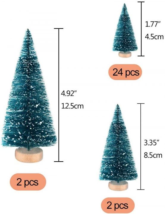 LATERN 28Pcs Mini Model Snow Trees Frost Trees Bottle Brush Trees Plastic Winter Snow Ornaments Tabletop Model Trees for DIY Room Decor Home Table Top Decoration Diorama Models - Image 2