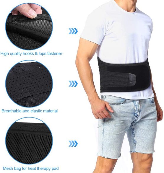 Back Support Belt, Lower Back Brace with Double Adjustable Straps and Built-in Splints, Medical-Grade Lumbar Belt for Pain Relief and Injury Prevention, Large 33-44 Inch - Image 4