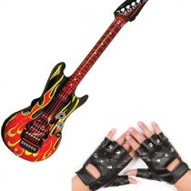 RichMoho Punk Rocker Party Kit, Large Inflatable Guitar Punk Rocker Gloves