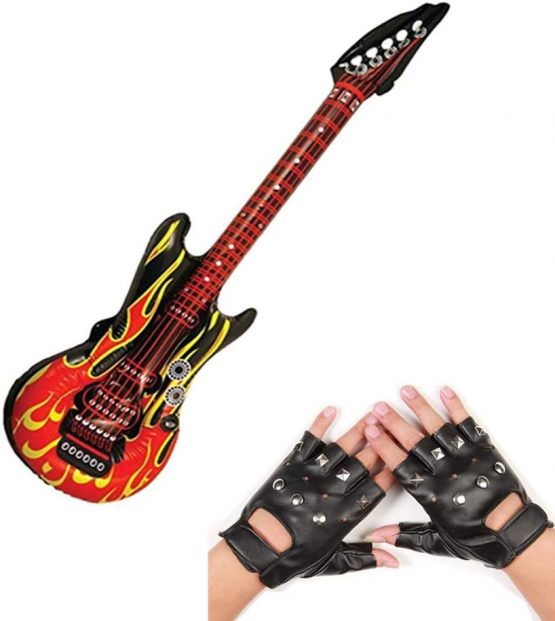 RichMoho Punk Rocker Party Kit, Large Inflatable Guitar Punk Rocker Gloves