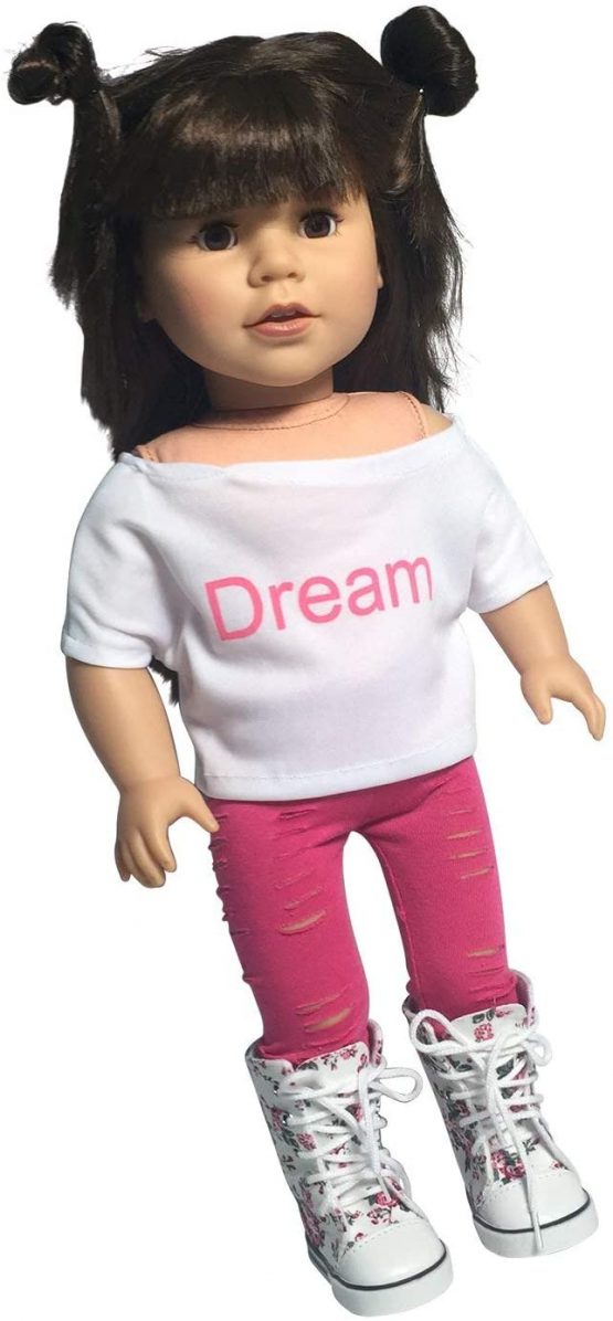 The New York Doll Collection Dolls Solid Printed Cropped Top Set of 5 Inspiration T-Shirts For Fashion Girl Dolls - Fits 18 Inch / 46cm Dolls - Doll Clothing - Doll Accessories - Image 2