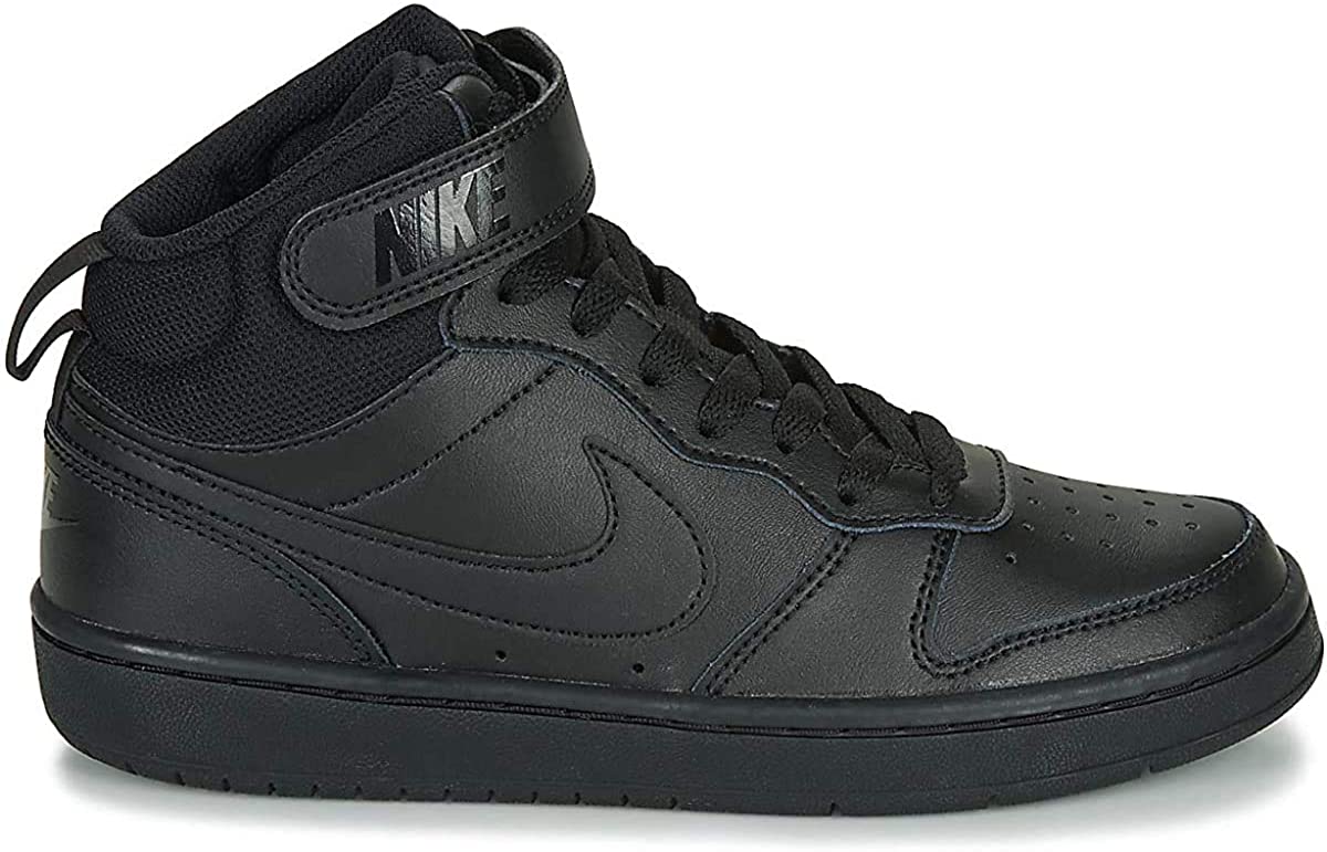 Nike Unisex Kid's Court Borough Mid 2 (GS) Road Running Shoe, Black, 4.5 UK (37.5 EU)